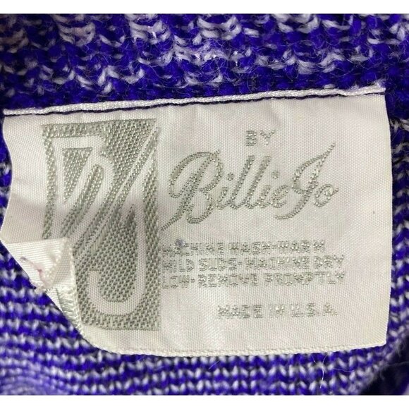 Vintage Billie Jo Purple Sweater Womens M L Roses Bows Fair Isle - Picture 3 of 6